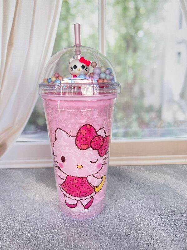 Hello Kitty Işıklı Pipetli Bardak