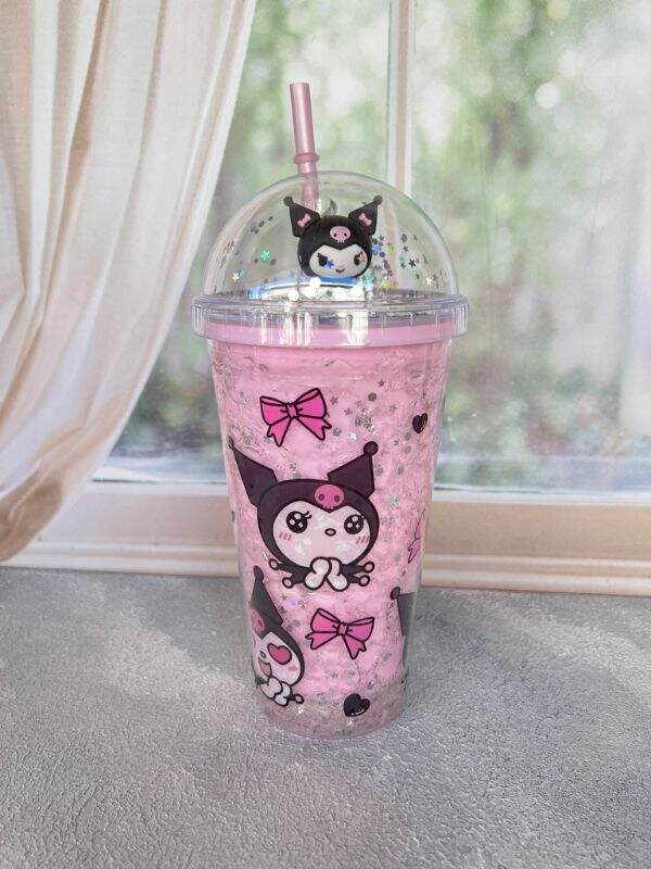 Kuromi Işıklı Pipetli Bardak