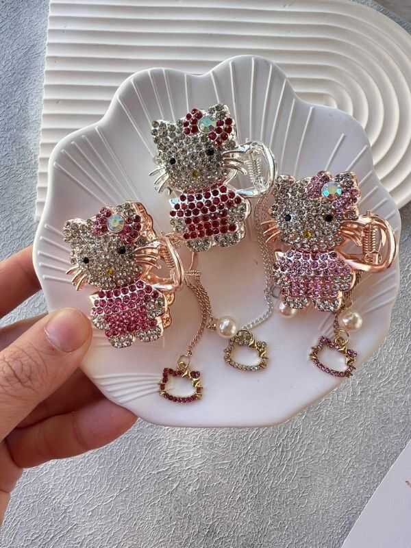 Hello Kitty Taşlı Sallantılı Mandal Toka